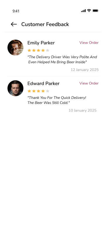 alcohol delivery service feedback