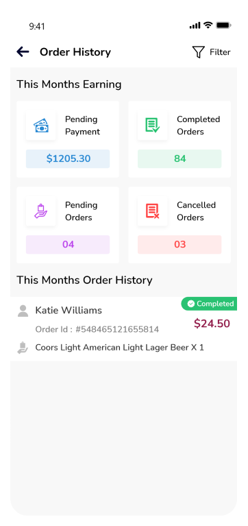 store app- order history