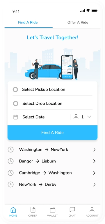 blablacar clone - ride search