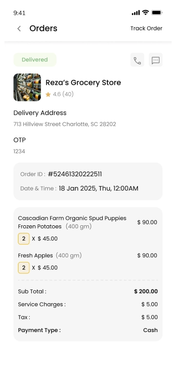 customer app - order tracking