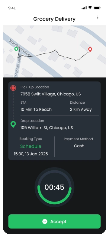 driver app - delivery request