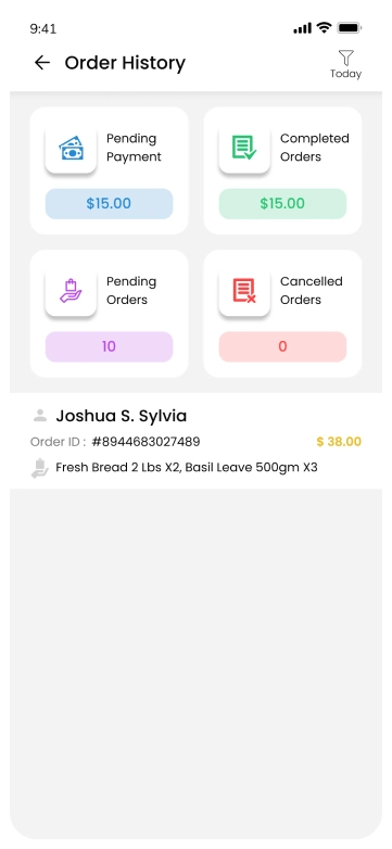 driver app - order history