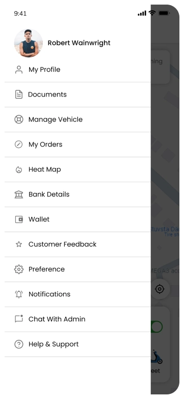 driver app - profile settings