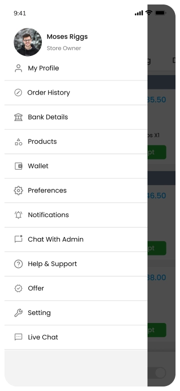 store app - profile settings