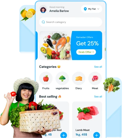 gopuff clone app - grocery delivery home screen