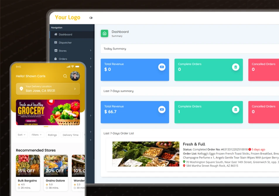 grocery delivery dashboard