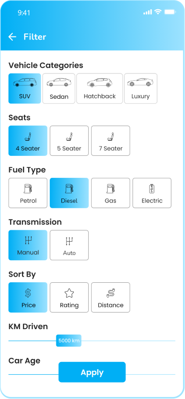 Ride Filter Options