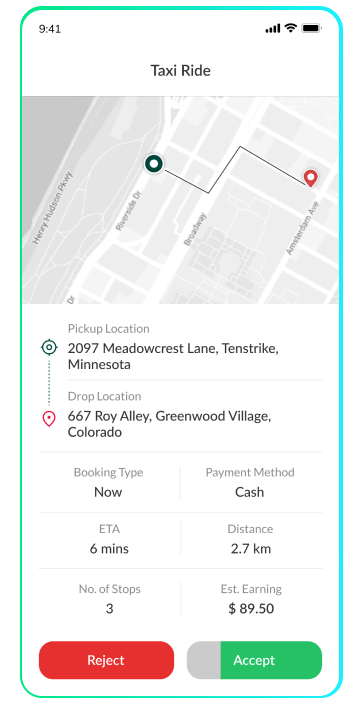 driver app - taxi ride