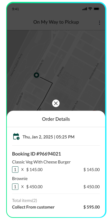 driver app - pickup order details