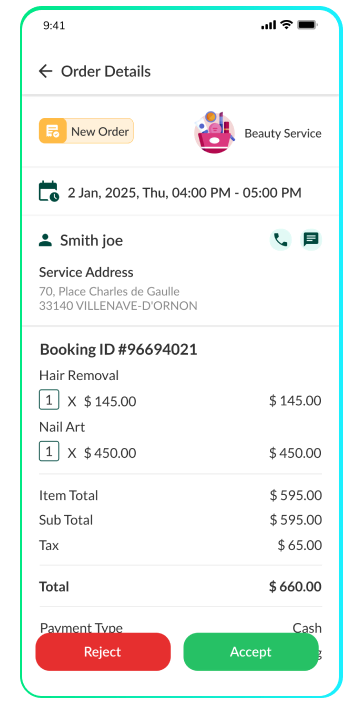 provider app - order details