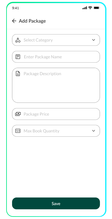 provider app - add service package details