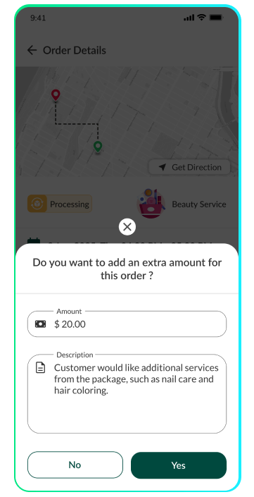 provider app - extra charge