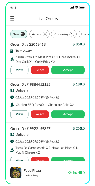 store app - live orders