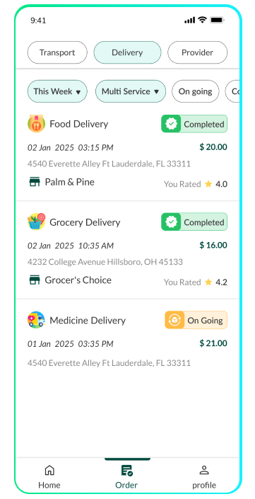 user app - order tracking