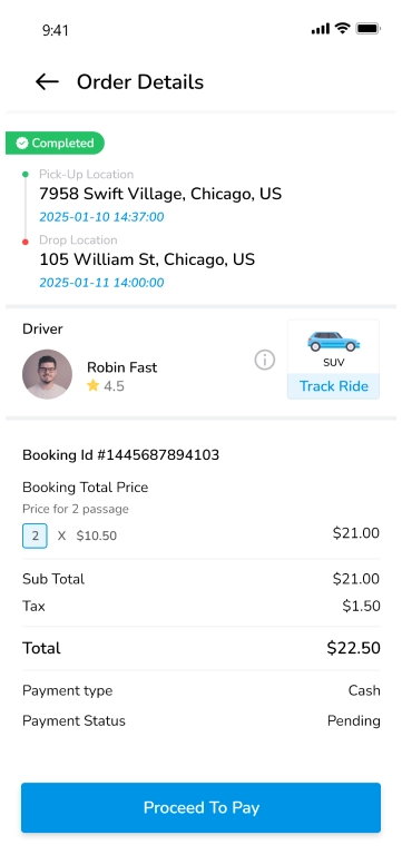 find ride - order details