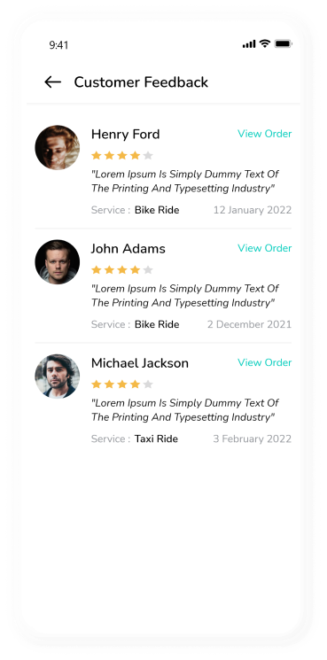 driver app - customer feedback