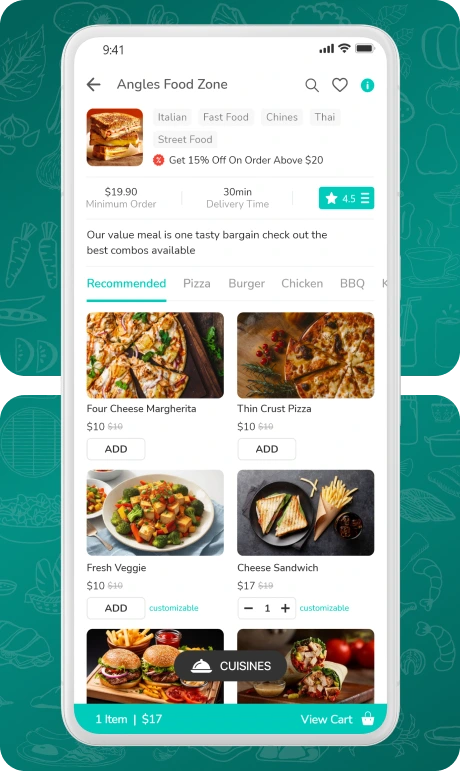 customer app - search restaurants