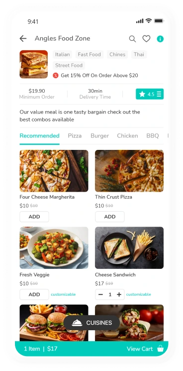 user app - search restaurants