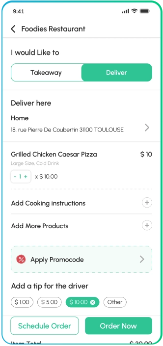 customer app - Order Food Item