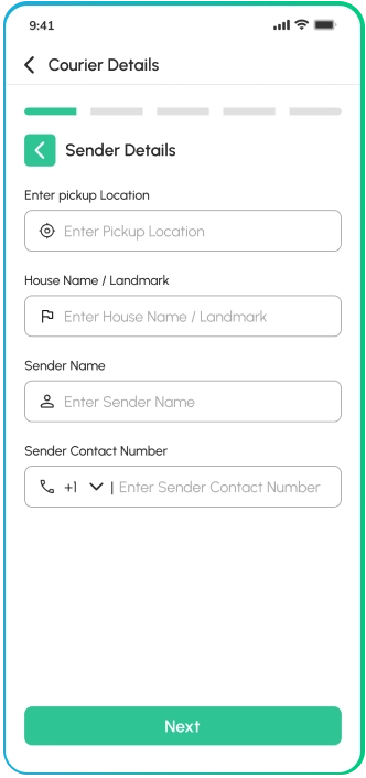 customer app - sender details