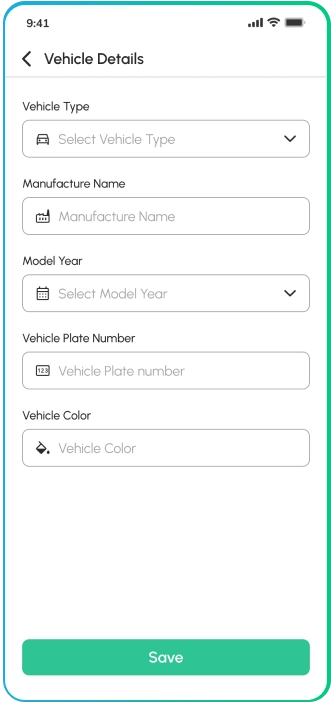 driver app - vehicle details