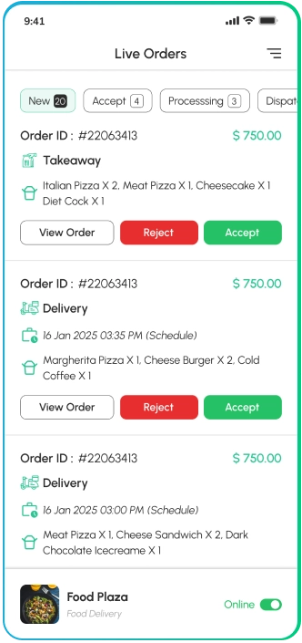 store app - live orders