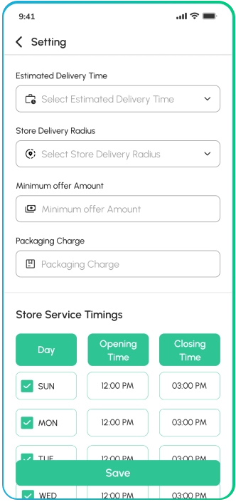 store app - setting