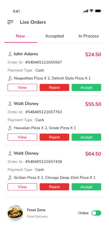 store app - live orders