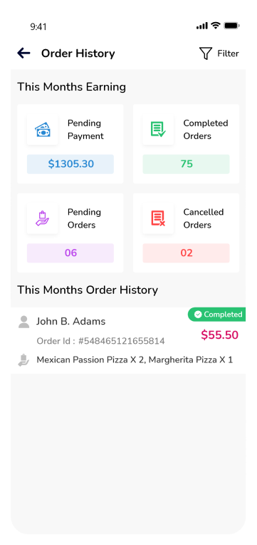 store app - order history