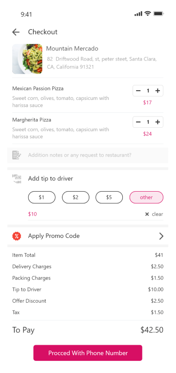 customer app - checkout order summary