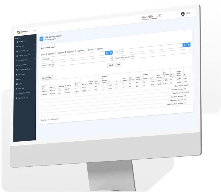 Driver Web Panel Dashboard