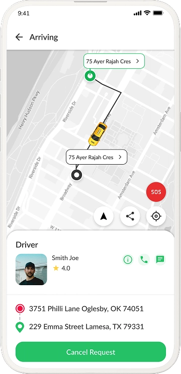 customer app ride tracking