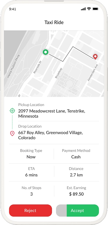 driver app ride request screen