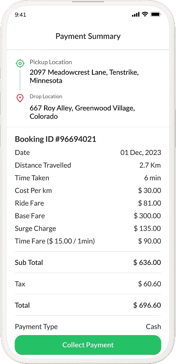 driver app payment summary