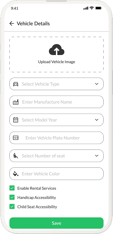 driver app vehicle details