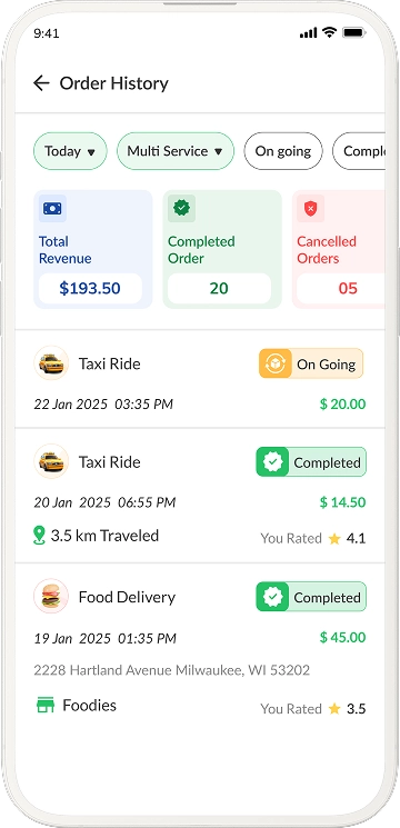 driver app order history