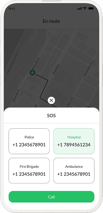 driver app sos emergency screen