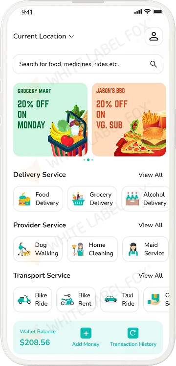 customer app home screen