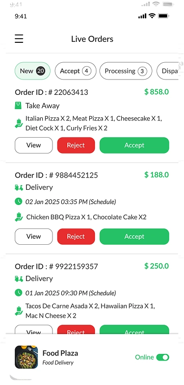 Live Orders View