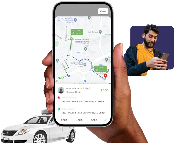 inDriver clone app - route and fare details