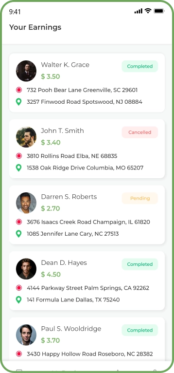 Fox Drive driver app – earnings summary