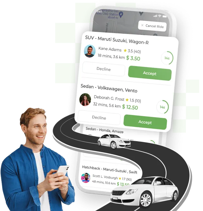 Ride-hailing app interface