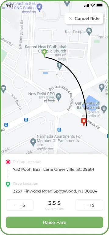 Fox Drive user app – real-time ride tracking