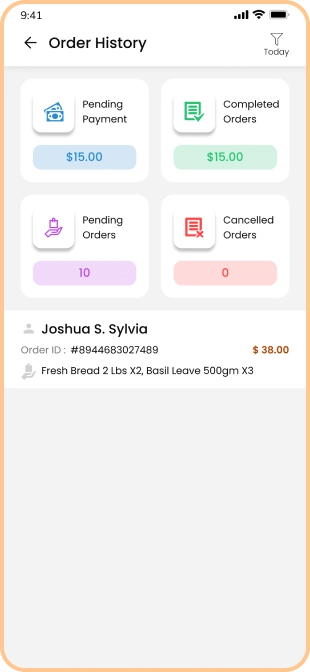 driver app - order history