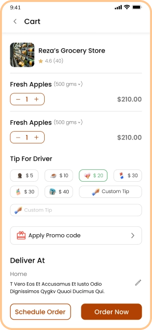 user app - grocery cart