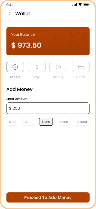 user app - payment wallet