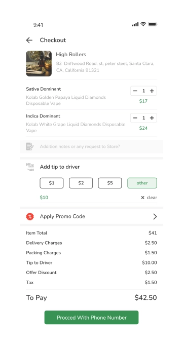 Marijuana order summary