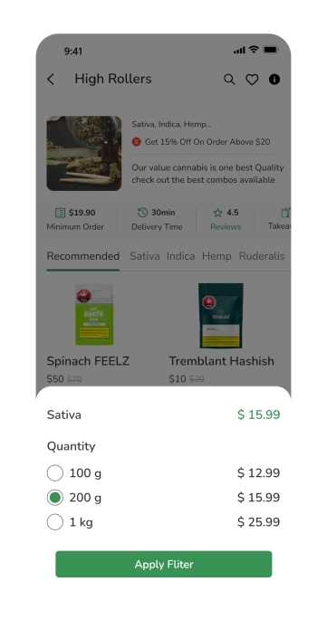 Select marijuana quantity