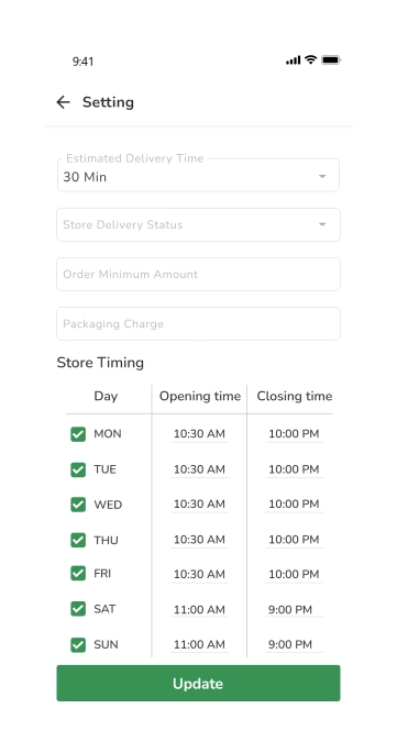 store app - setting