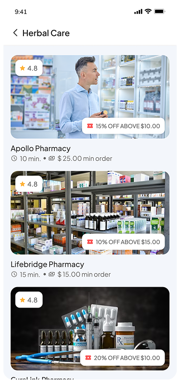 Find nearby pharmacies